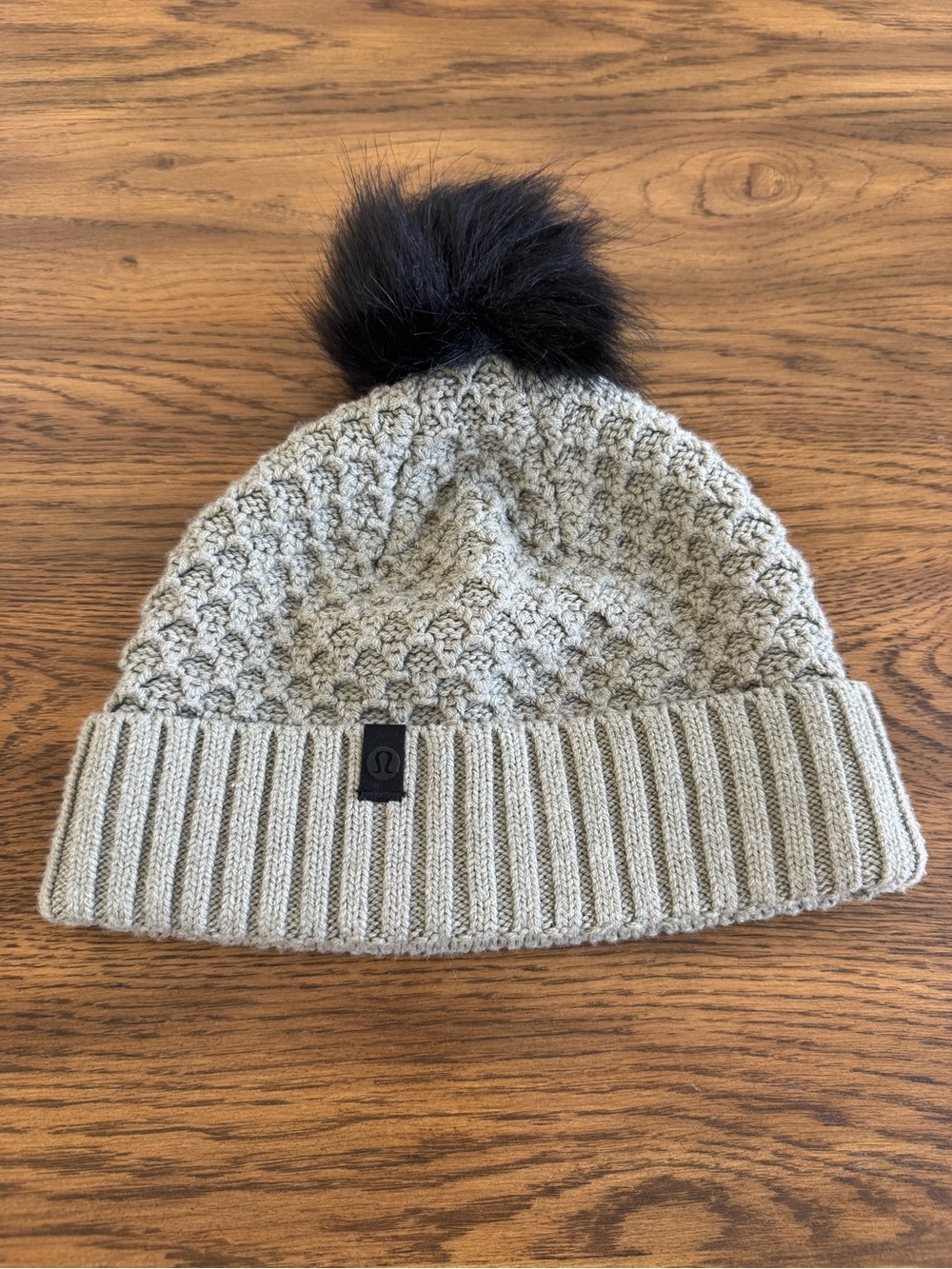 lululemon athletica Light Gray Knit Beanie with Black Pom